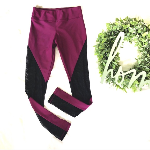 ✨5/$15 { JALA } Magenta Purple Vega Mesh Panel Work Out Leggings - Picture 2 of 13